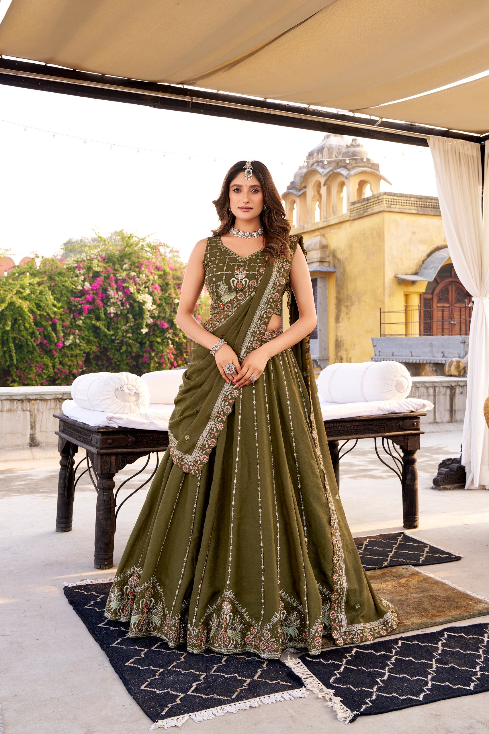 Chocolate Crush Lehenga Choli for Bridesmaids | Sequins & Thread Embroidery | Wedding Wear