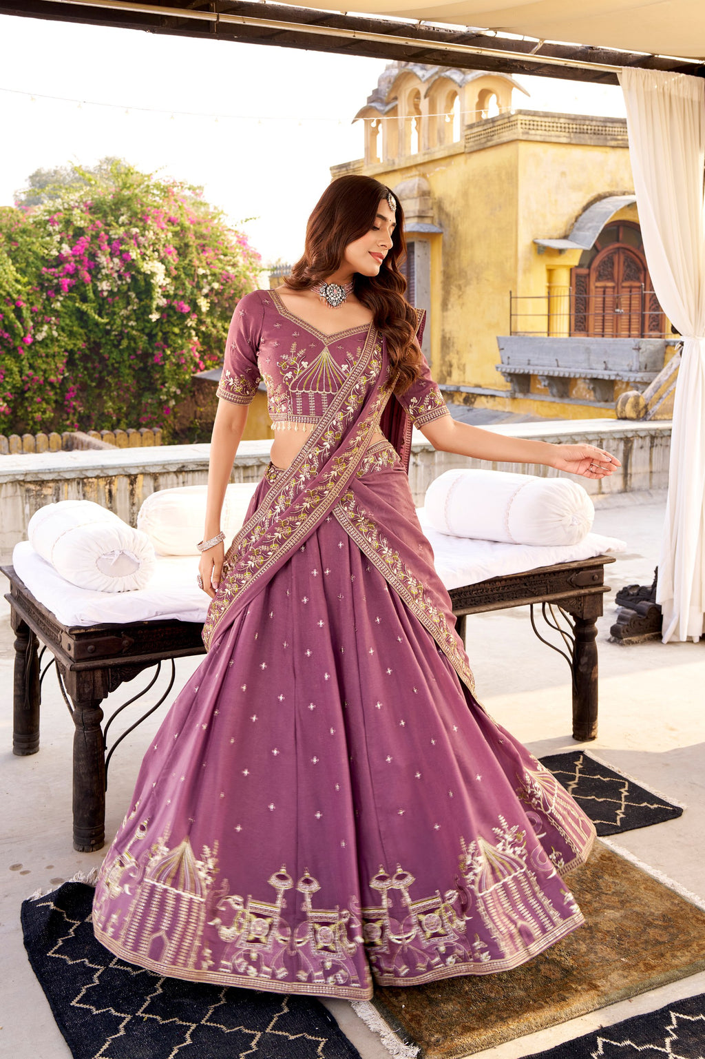 Chocolate Crush Lehenga Choli for Bridesmaids | Sequins & Thread Embroidery | Wedding Wear