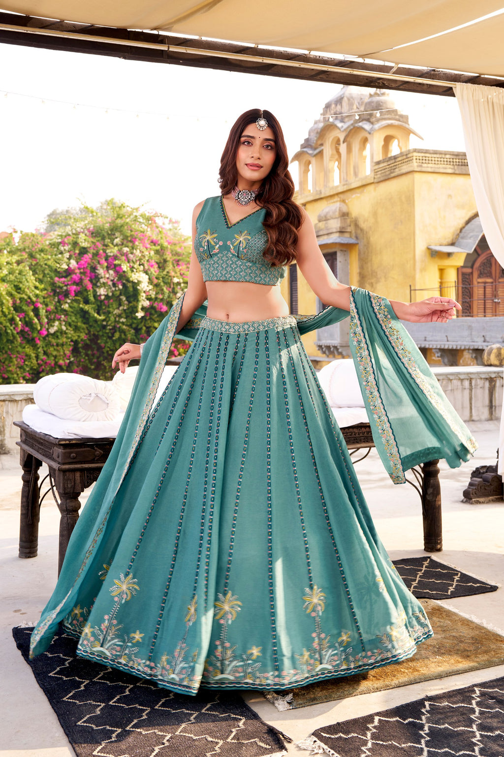 Chocolate Crush Lehenga Choli for Bridesmaids | Sequins & Thread Embroidery | Wedding Wear