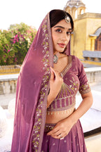 Chocolate Crush Lehenga Choli for Bridesmaids | Sequins & Thread Embroidery | Wedding Wear