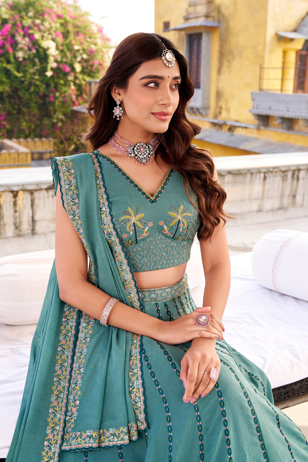 Chocolate Crush Lehenga Choli for Bridesmaids | Sequins & Thread Embroidery | Wedding Wear