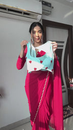 Sky Blue Ready-to-Wear Saree for Women – Graceful Pre-Stitched Ethnic Wear