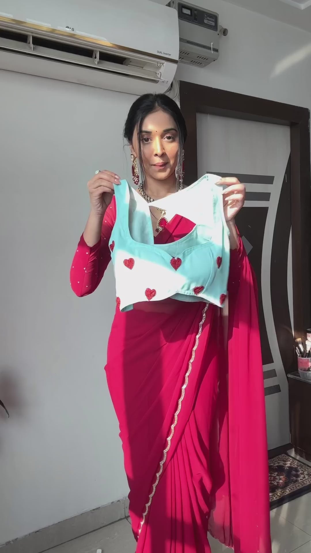 Sky Blue Ready-to-Wear Saree for Women – Graceful Pre-Stitched Ethnic Wear