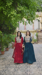 Embroidered Georgette Rama Anarkali Gown with Dupatta – Festive & Ethnic Wear