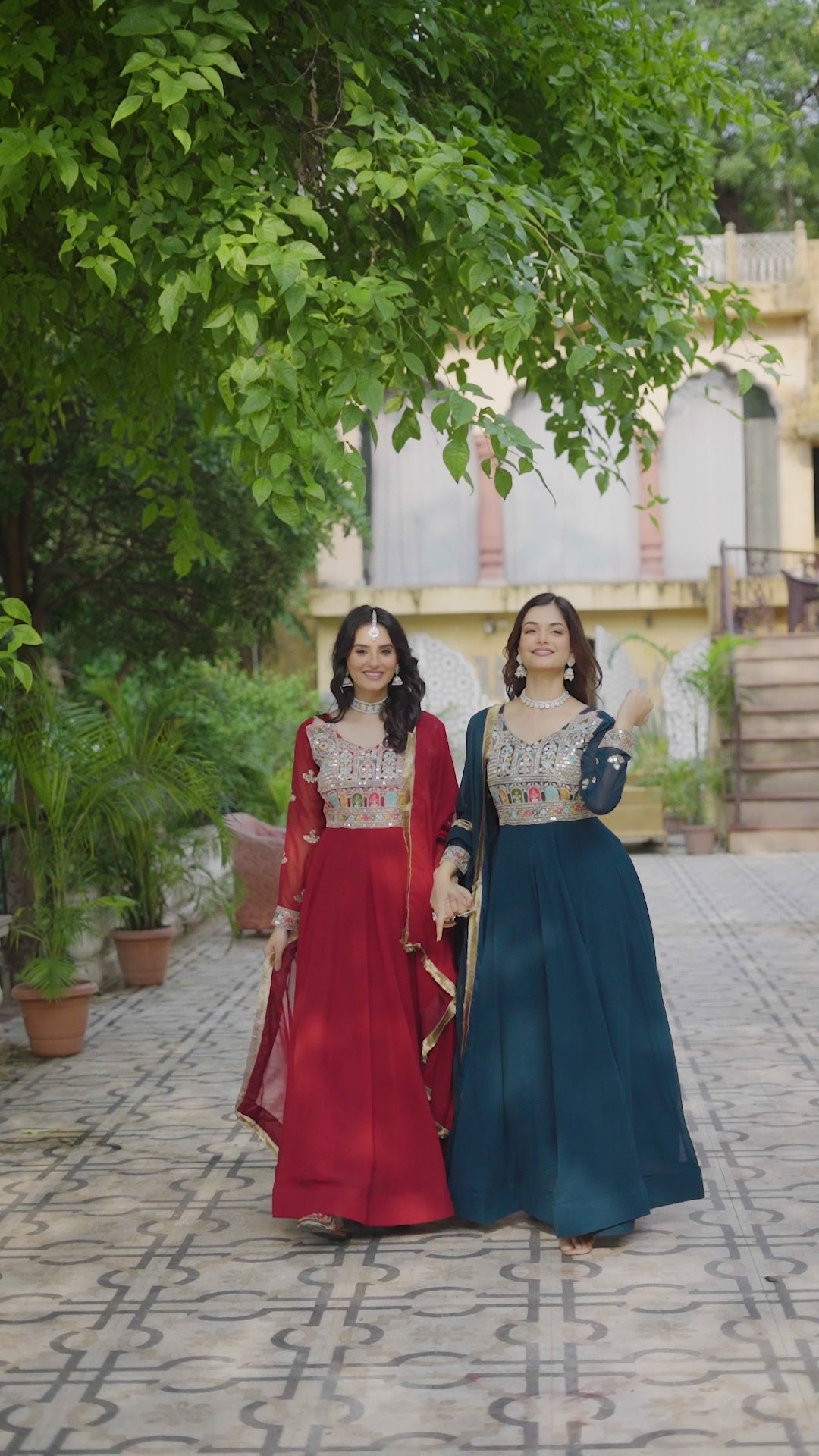 Embroidered Georgette Maroon Anarkali Gown with Dupatta – Festive & Ethnic Wear