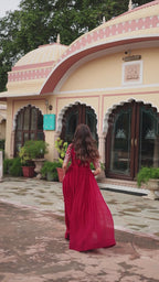 Women’s Pink Designer Gown – Luxury Zari, Thread & Sequins Embroidery