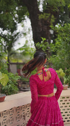 Bandhej Print Red Faux Georgette Lehenga Choli Set with Gotta Patti & Gamthi Embroidery (Stitched)