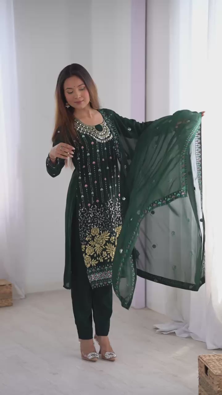 Women’s Teal Georgette Salwar Suit – Elegant Ethnic Wear for Festive & Party Occasions
