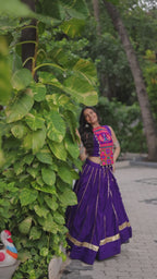 Roman Fabric Pink Lehenga Choli Set with Gota Patti Lace & Kutchi Gamthi Mirror Work (Full-Stitched, Sleeveless)