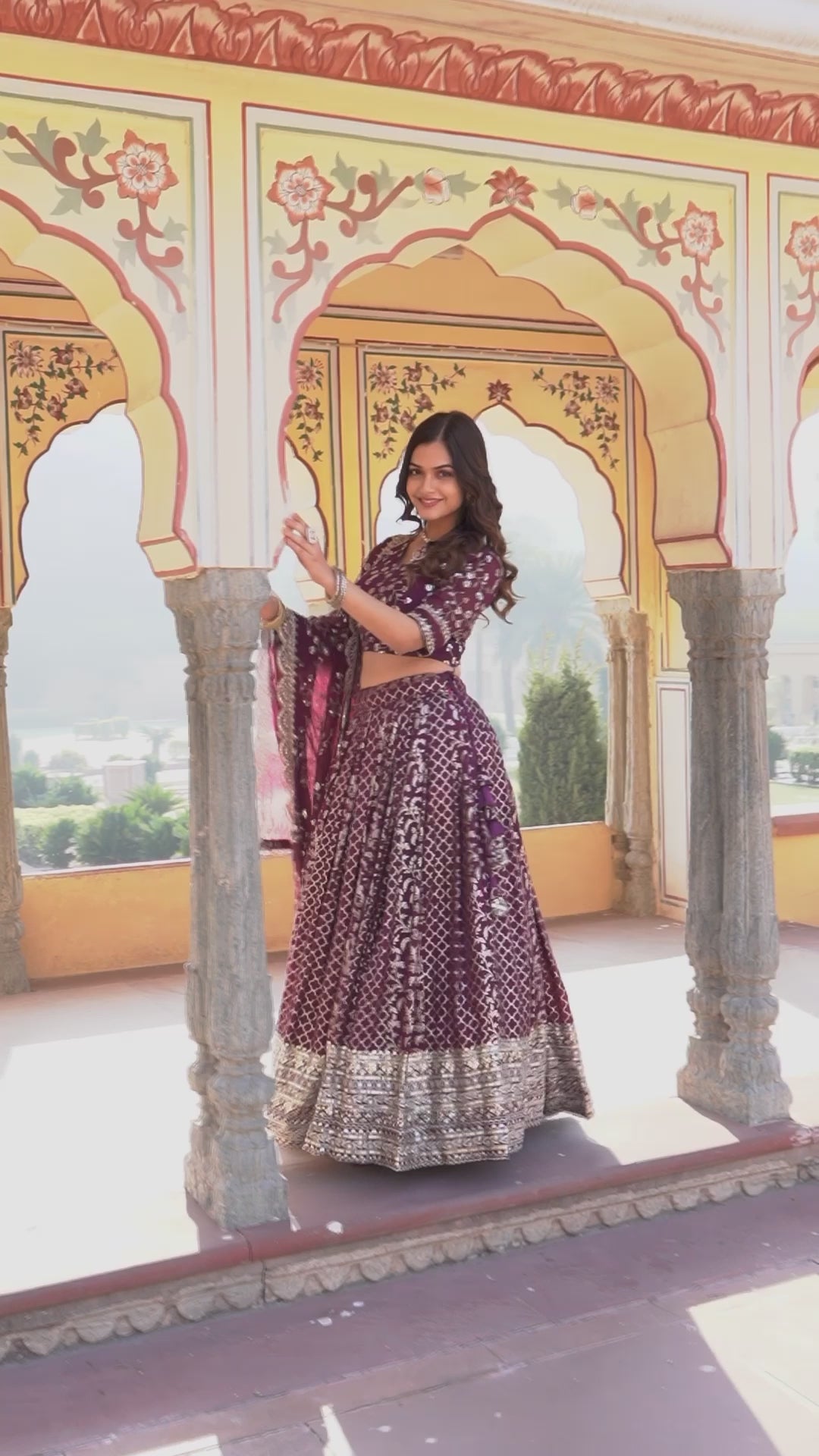 Stitched Wine Lehenga with Designer Blouse & Cut-Work Dupatta – Party Ready Set