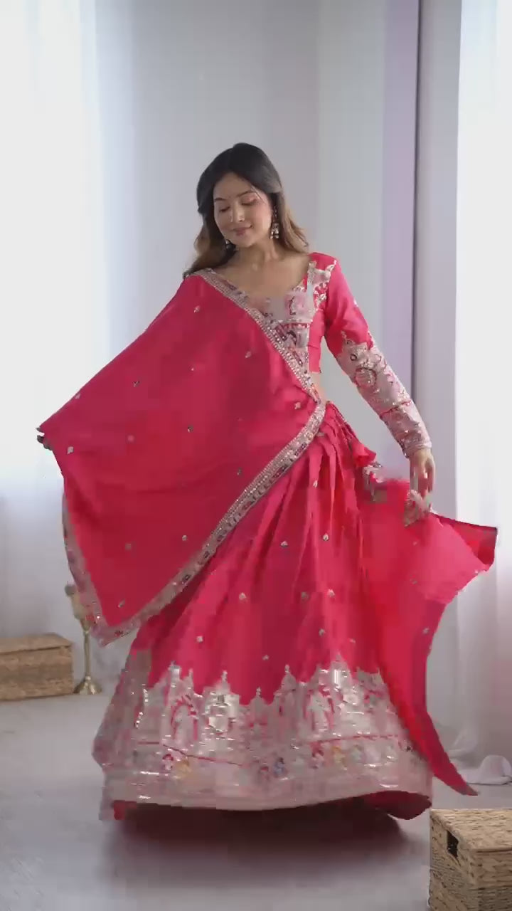 Maroon Semi-Stitched Natural Silk Embroidered Lehenga Choli Set – A Perfect Blend of Tradition, Elegance & Timeless Craftsmanship