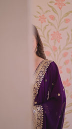 Designer Faux Blooming Georgette Rani Pink Gown with Zari & Sequins Embroidery and Matching Dupatta