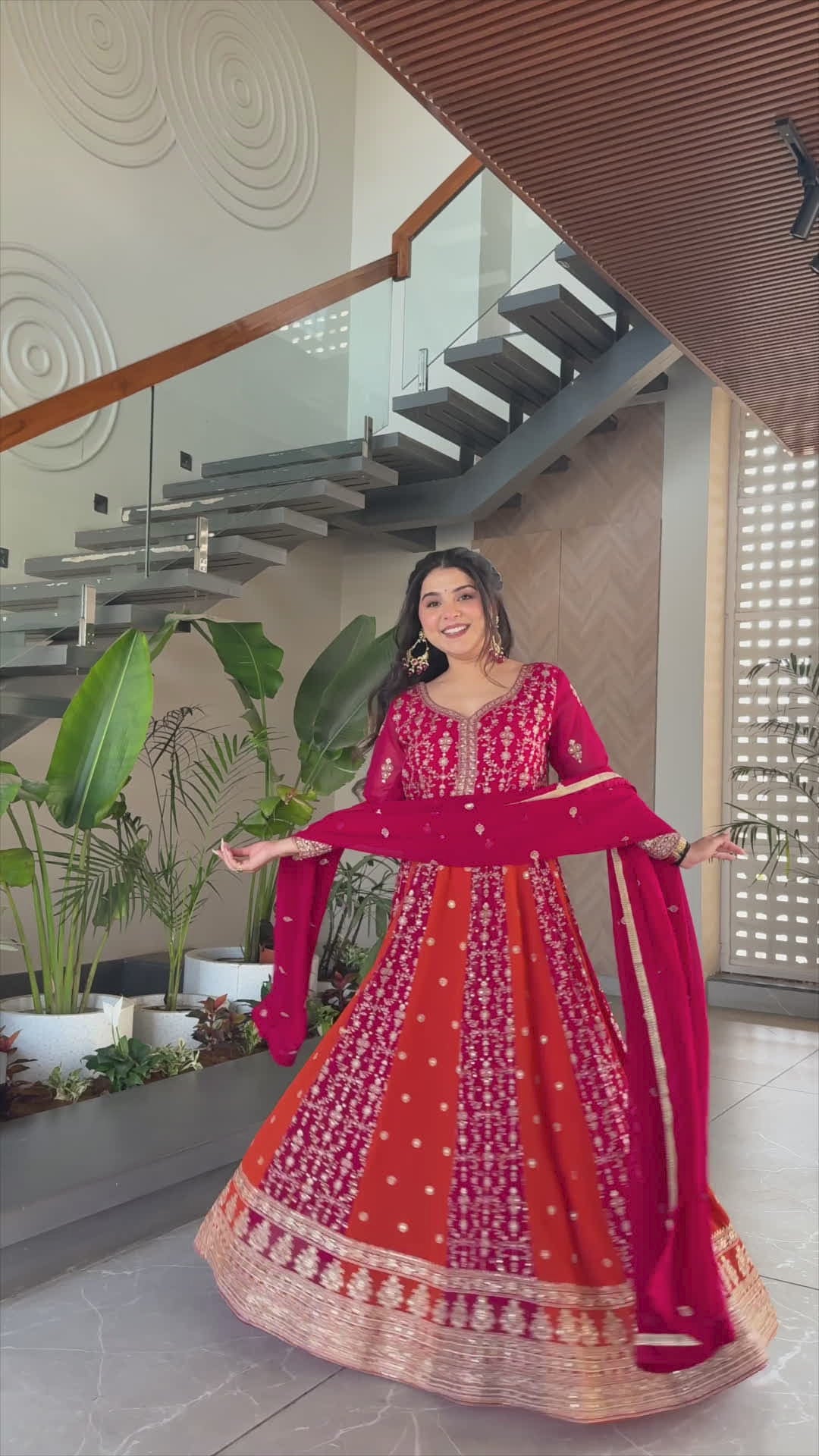 Luxury Faux Looming Pink Gown with Zari & Sequins Embroidery and Matching Dupatta – Kali Pattern Stitching