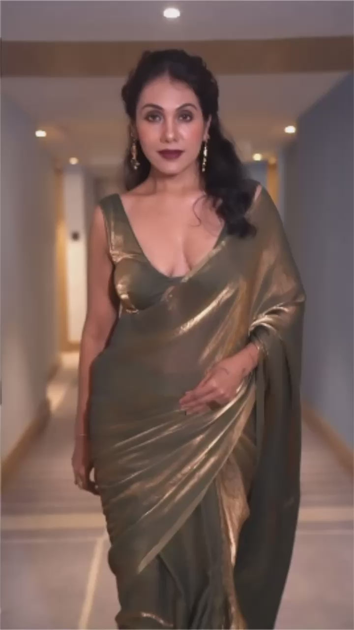 Silk Green Ready-to-Wear Saree for Women – Elegant Pre-Stitched Ethnic Wear