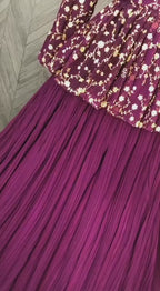Elegant Faux Blooming Pleated Lehenga with Embroidered Peplum Blouse – Full Stitched Set (Adjustable Size 38"–44") | 5 Mtr Flair