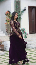 Elegant Faux Blooming Pleated Lehenga with Embroidered Peplum Blouse – Full Stitched Set (Adjustable Size 38"–44") | 5 Mtr Flair