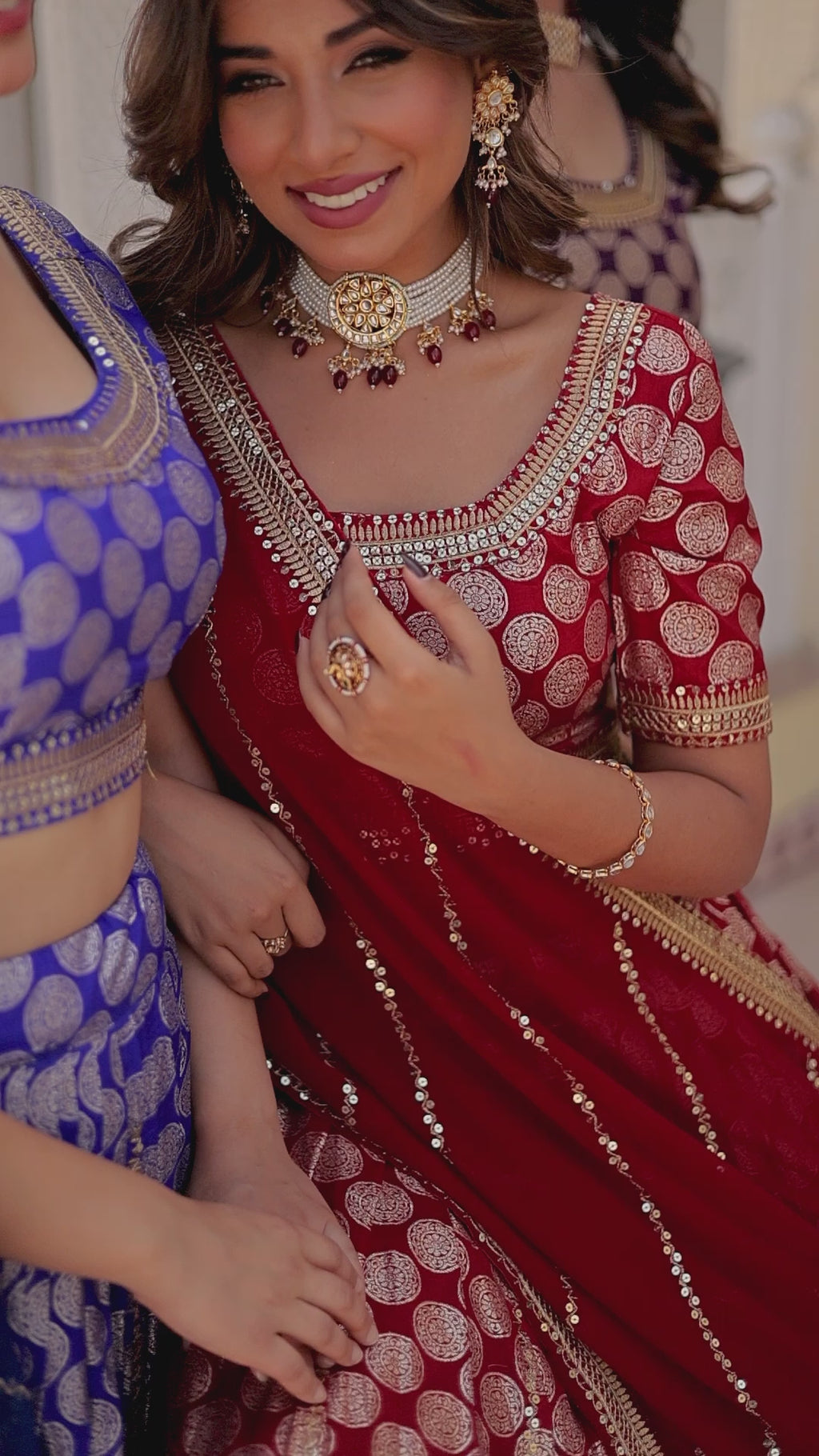 Elegant Viscose Jacquard Blue  Lehenga Set with Sequins Embroidery | Full-Stitched Lehenga + Unstitched Blouse + Dupatta