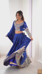 Blue Semi-Stitched Natural Silk Embroidered Lehenga Choli Set – A Perfect Blend of Tradition, Elegance & Timeless Craftsmanship