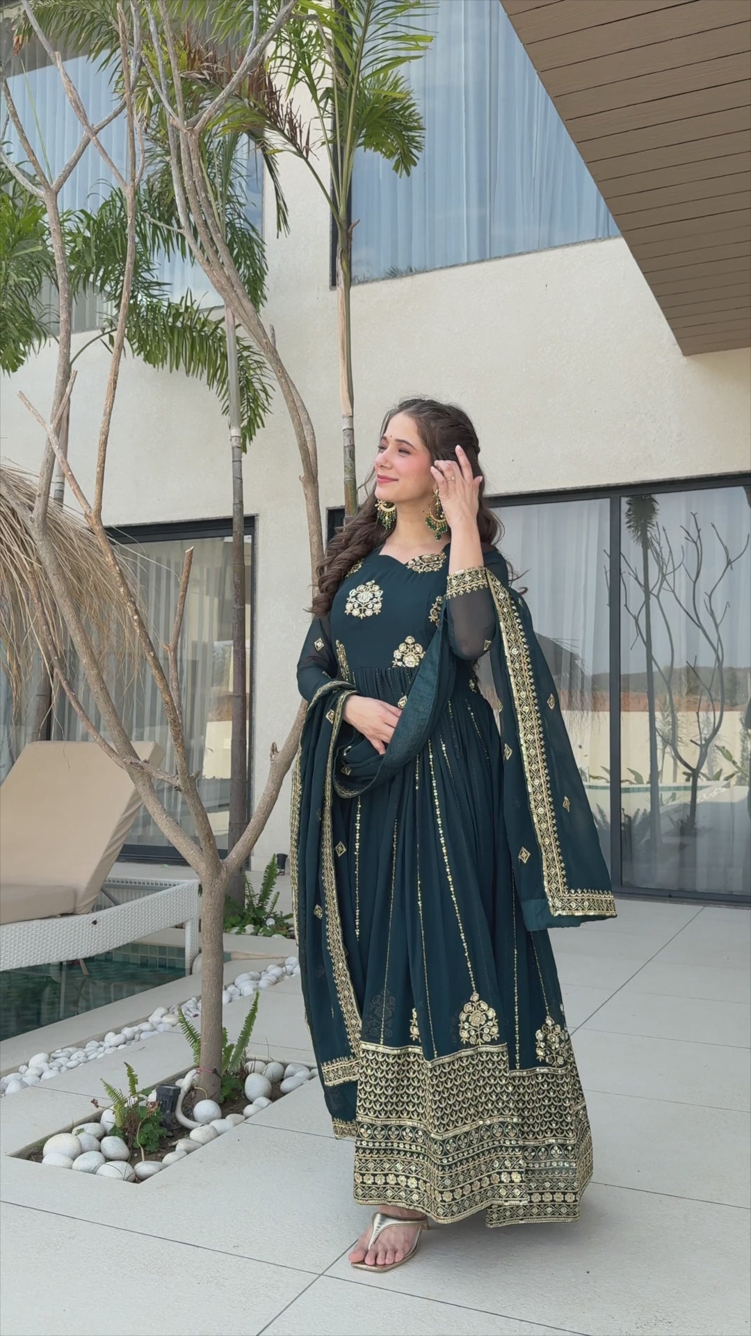 Rama Faux Blooming Gown with Rich Zari & Sequins Embroidery – Elegant Ethnic Wear