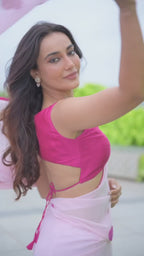 Pink Georgette Ready-to-Wear Saree for Women – Stylish Pre-Stitched Ethnic Wear