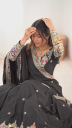 Black Semi-Stitched Natural Silk Embroidered Lehenga Choli Set – A Perfect Blend of Tradition, Elegance & Timeless Craftsmanship
