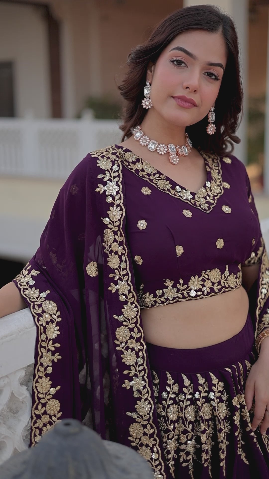 Premium Faux Georgette Embroidered Lehenga Set with Can-Can | Heavy Sequin Work | Stitched Lehenga + Unstitched Blouse + Dupatta