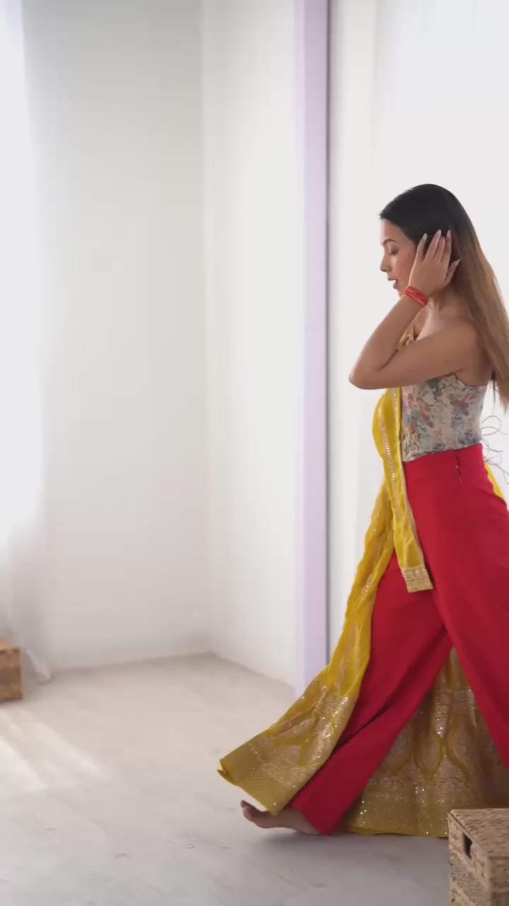 Women's Yellow Georgette Gown – Graceful Ethnic Wear for Festive & Party Occasions