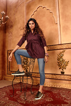 Maroon Designer Plain Cotton Partywear Tops