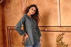 Grey Designer Plain Cotton Office-wear shorts Tops