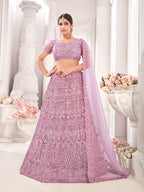 Lavender Sequance work heavy semi-stitched lehengha choli