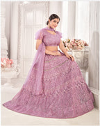 Lavender Sequance work heavy semi-stitched lehengha choli