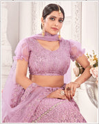 Lavender Sequance work heavy semi-stitched lehengha choli