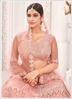 Peach Sequance work heavy semi-stitched lehengha choli