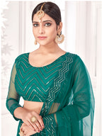 Green Sequance work heavy semi-stitched lehengha choli