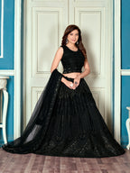 Black Sequance work heavy semi-stitched lehengha choli