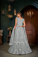 Grey Sequance work heavy semi-stitched lehengha choli