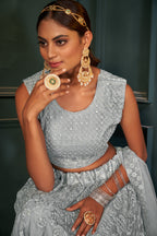 Grey Sequance work heavy semi-stitched lehengha choli