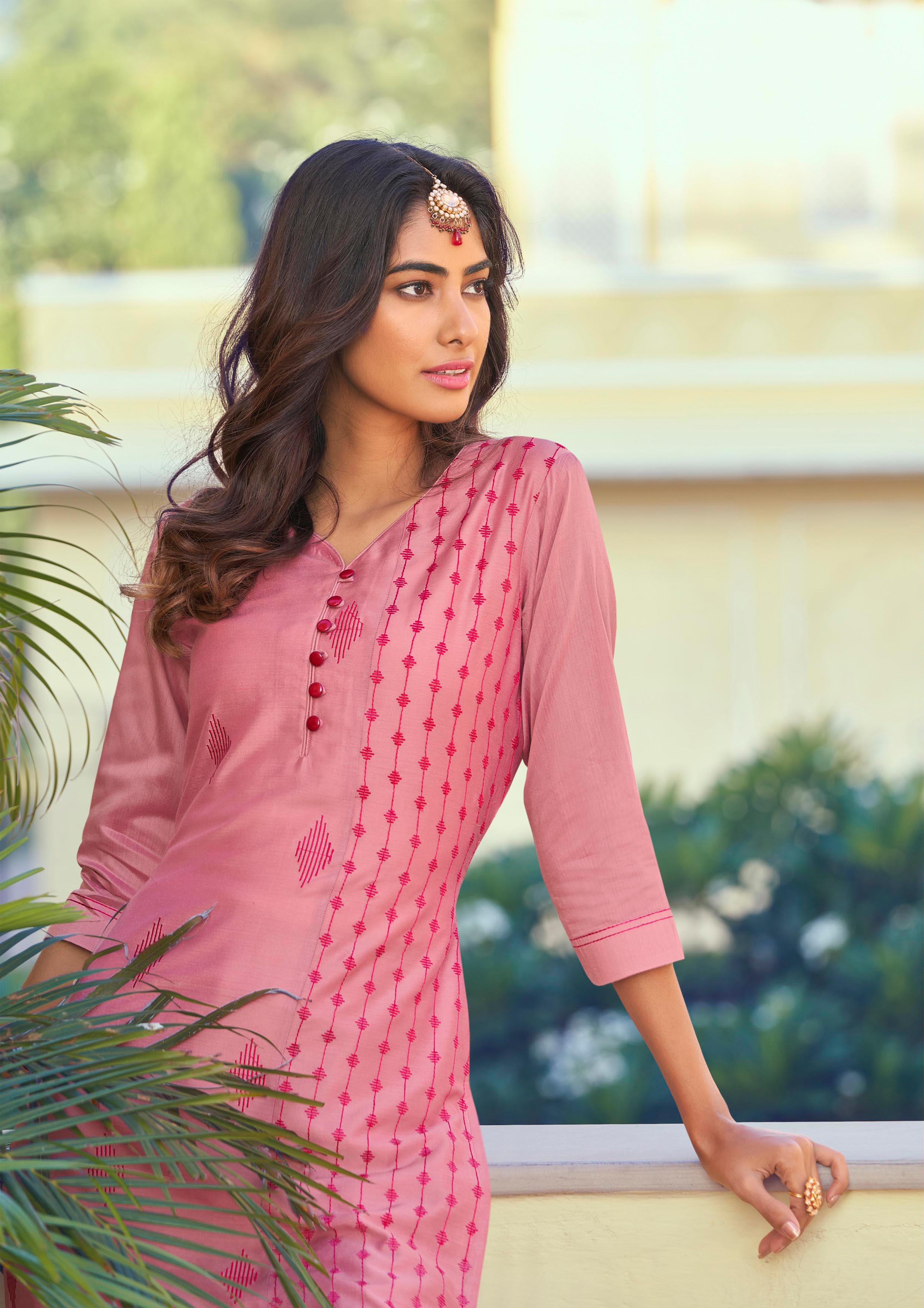Pink Roma Silk Designer Hand Embroidery Work Readymade Kurti