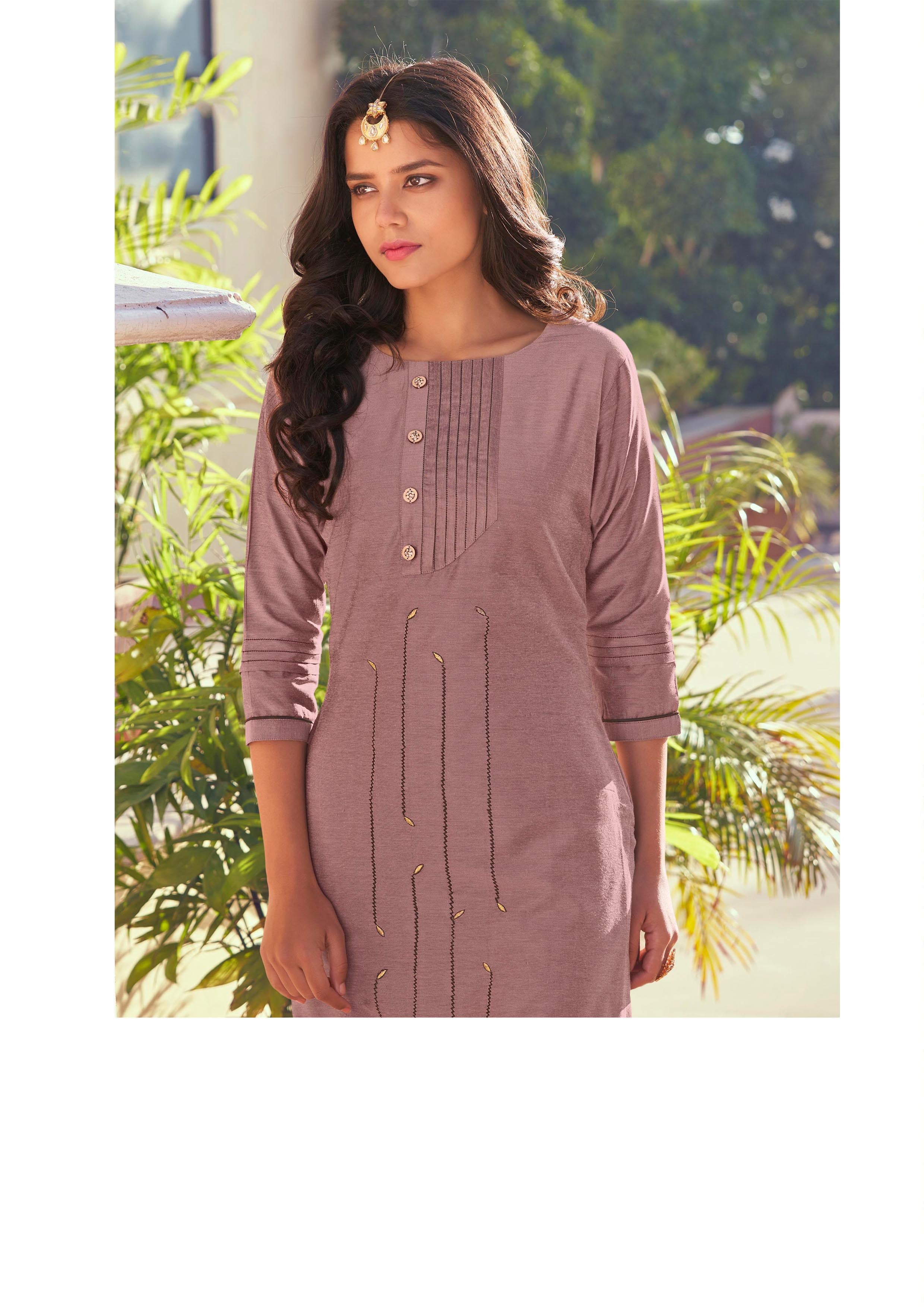 Voilet Roma Silk Designer Hand Embroidery Work Readymade Kurti