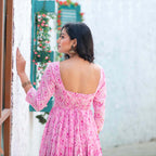 Pink Beautified Maslin Designer Digital Printed Readymade Kurti