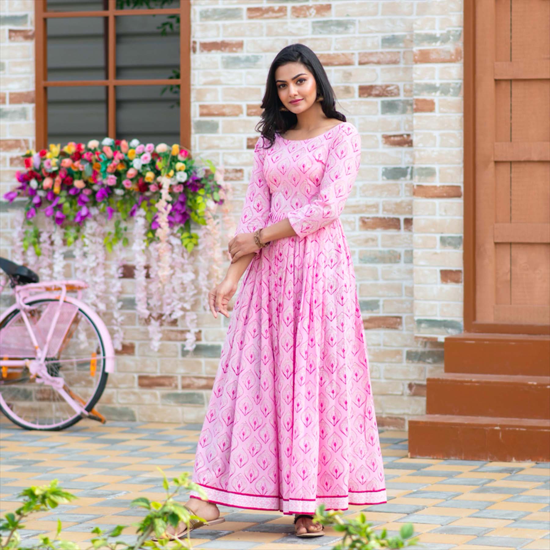 Pink Beautified Maslin Designer Digital Printed Readymade Kurti