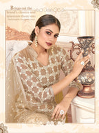 Chiku Women Net Heavy Embroidery Work Semi Stitch Dress Material.
