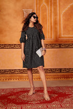 Women's Black Cotton Chex Party Wear Kurti.