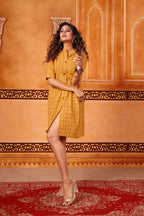 Women's Yellow Cotton Chex Office-wear Tunics