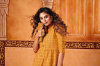 Women's Yellow Cotton Chex Office-wear Tunics
