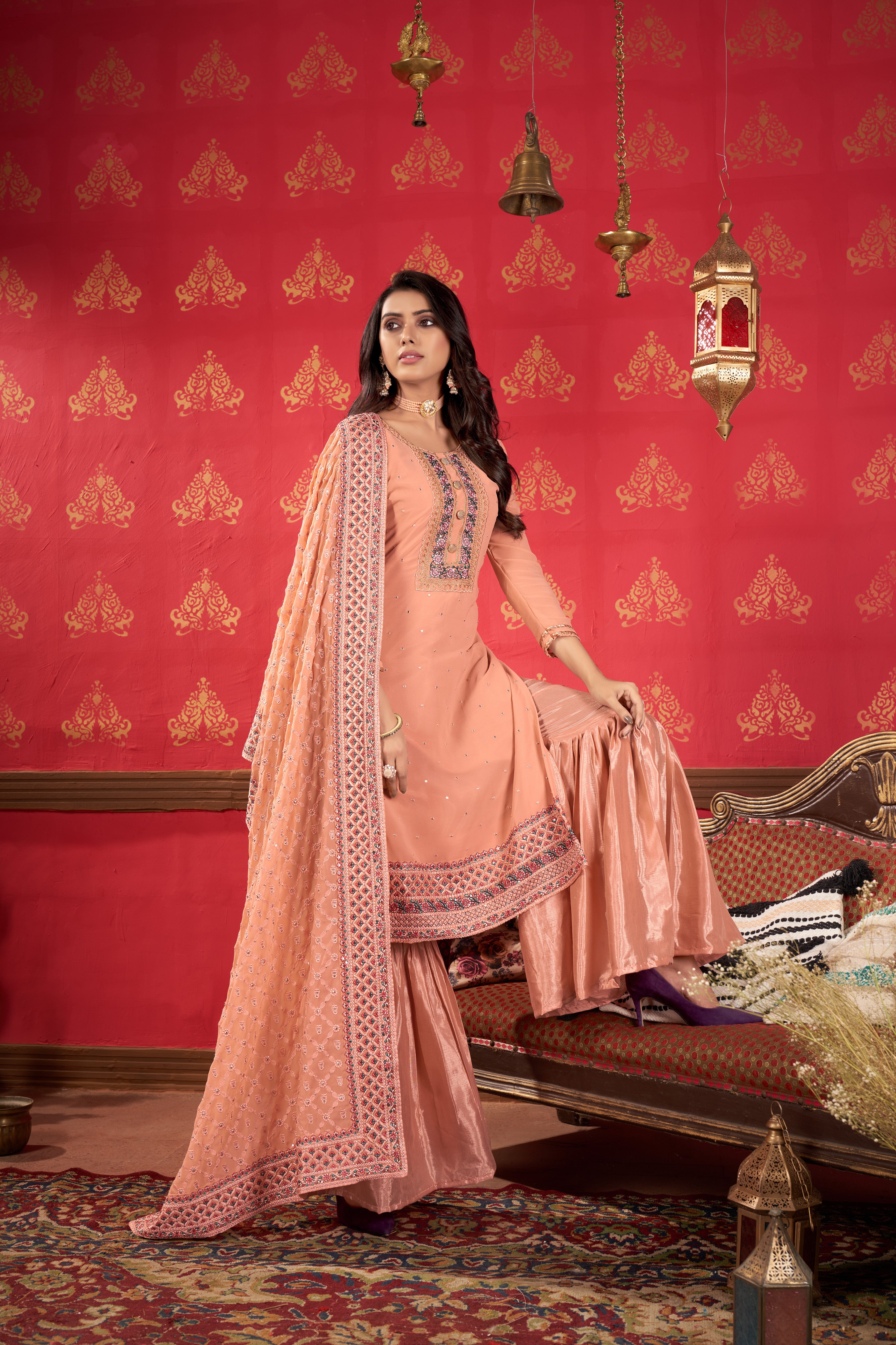 Women's Georgette Heavy Embroidery Work Semi Stitch Dress Material.