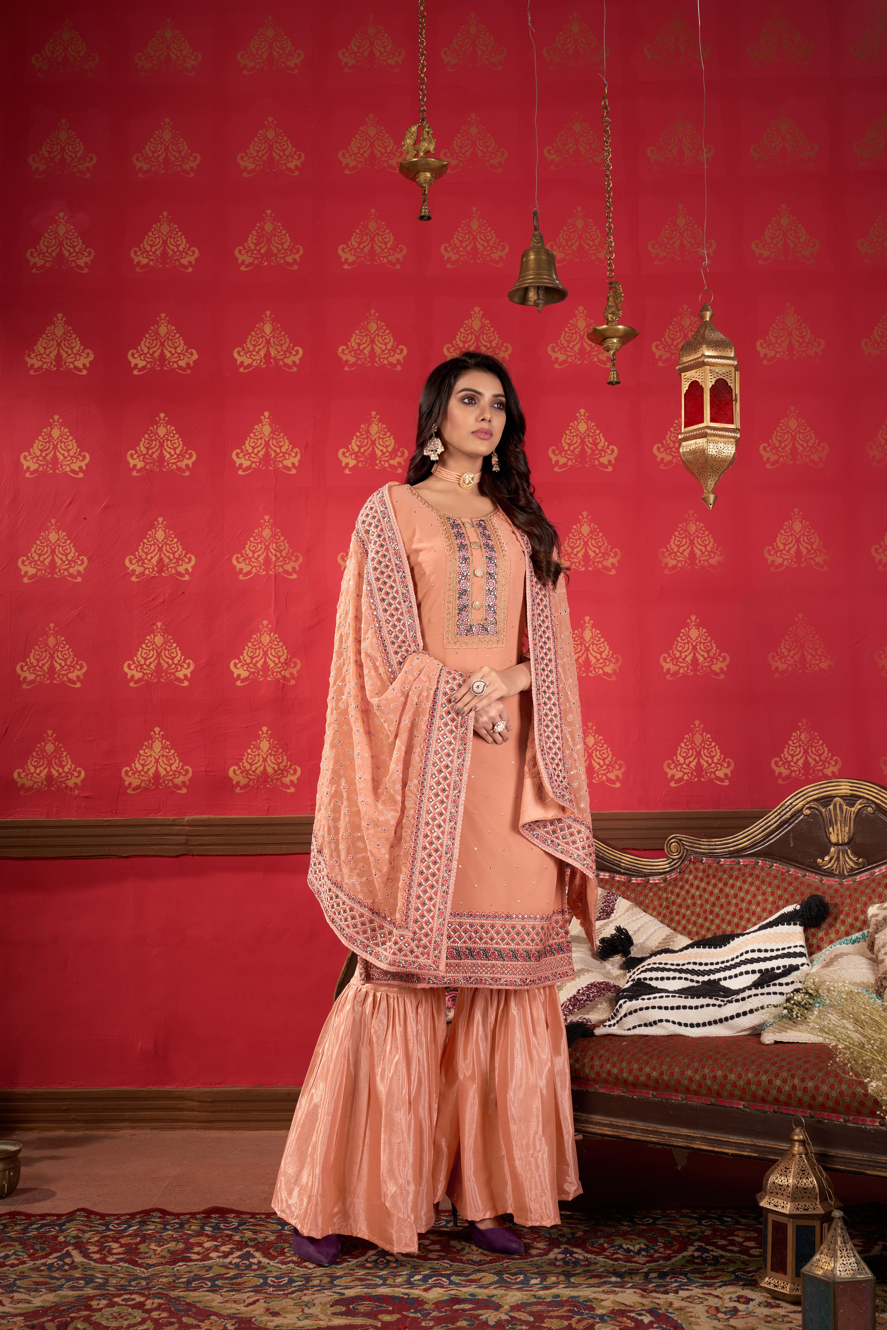 Women's Georgette Heavy Embroidery Work Semi Stitch Dress Material.