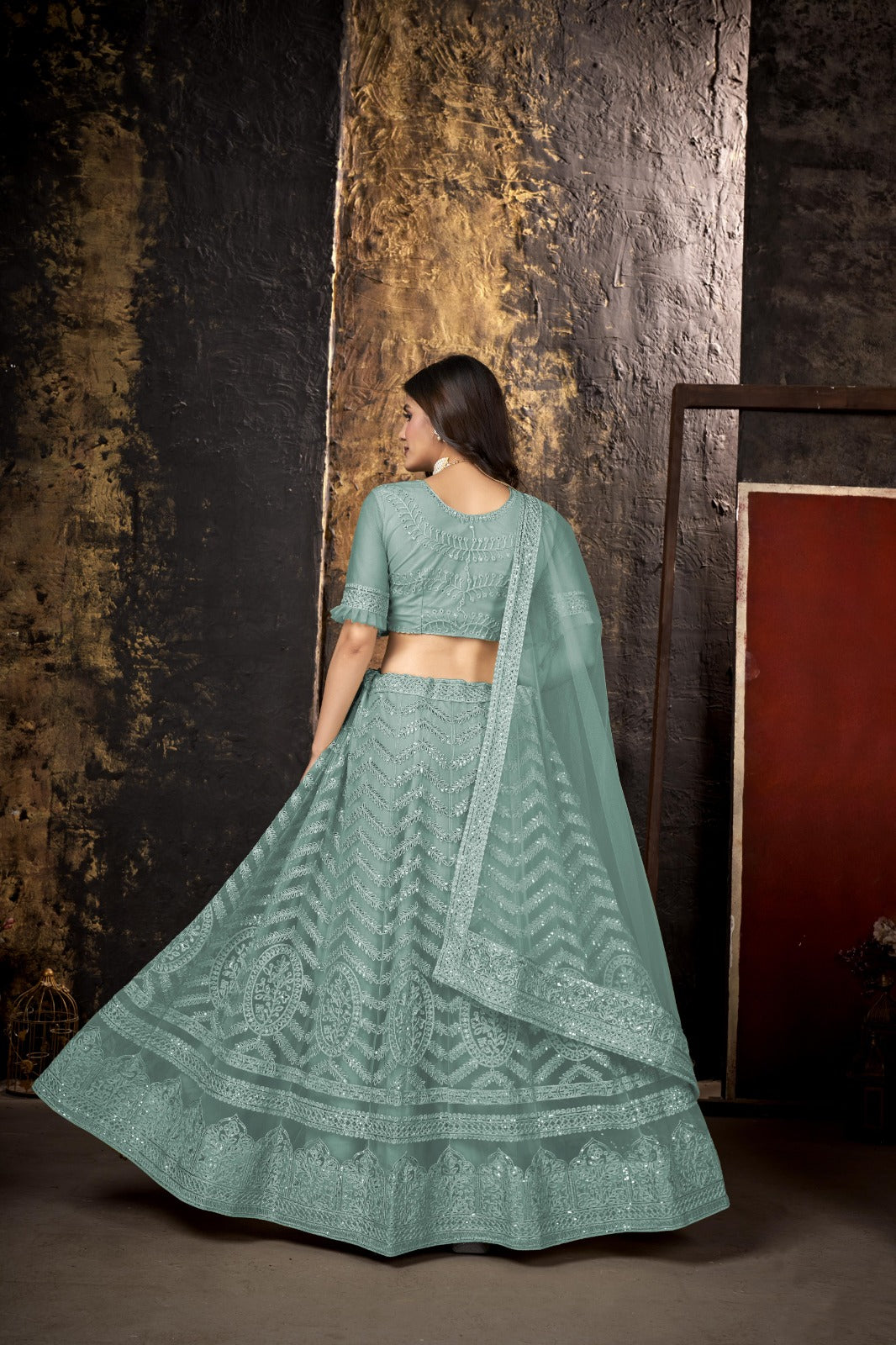 Malty Heavy Net With Designer Embroidery Work Semi Stitch Lehenga Choli