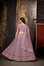 Malty Heavy Net With Designer Embroidery Work Semi Stitch Lehenga Choli