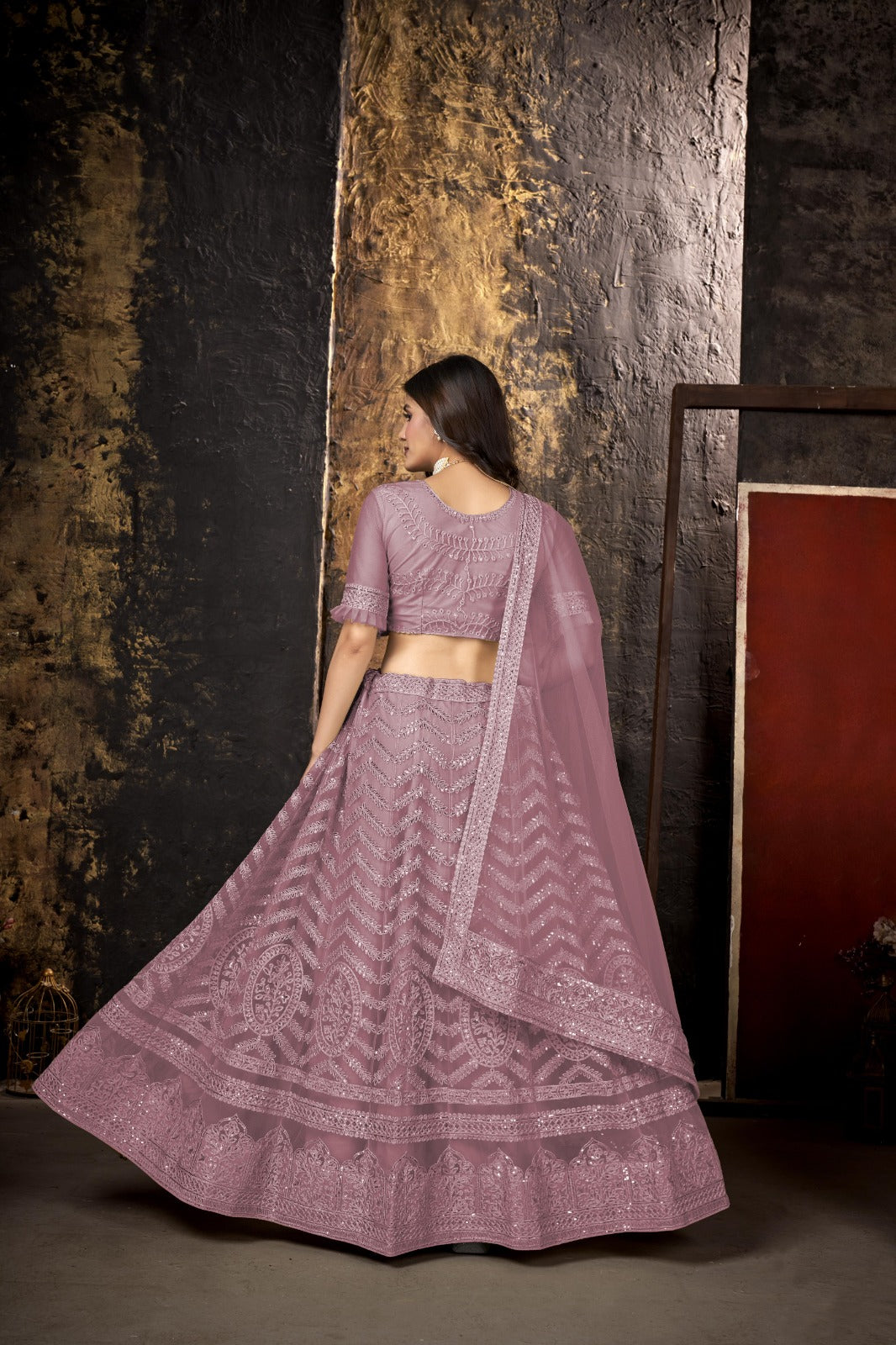 Malty Heavy Net With Designer Embroidery Work Semi Stitch Lehenga Choli